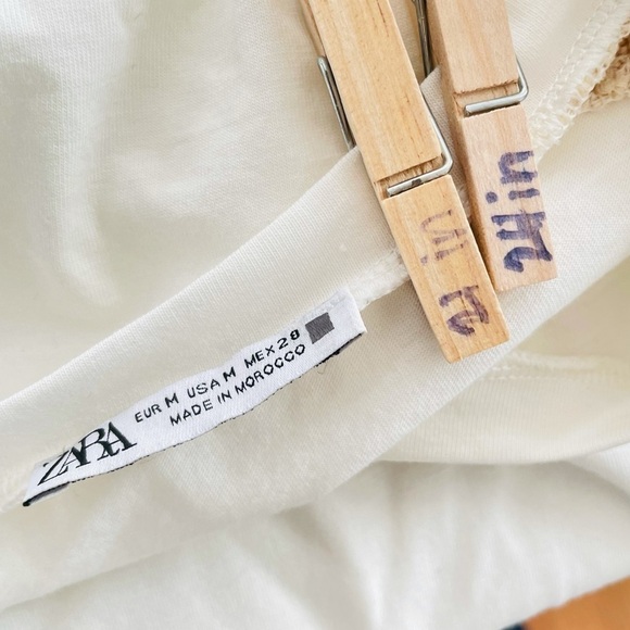 Zara white cream neutral loose short sleeve top size medium - Picture 4 of 4